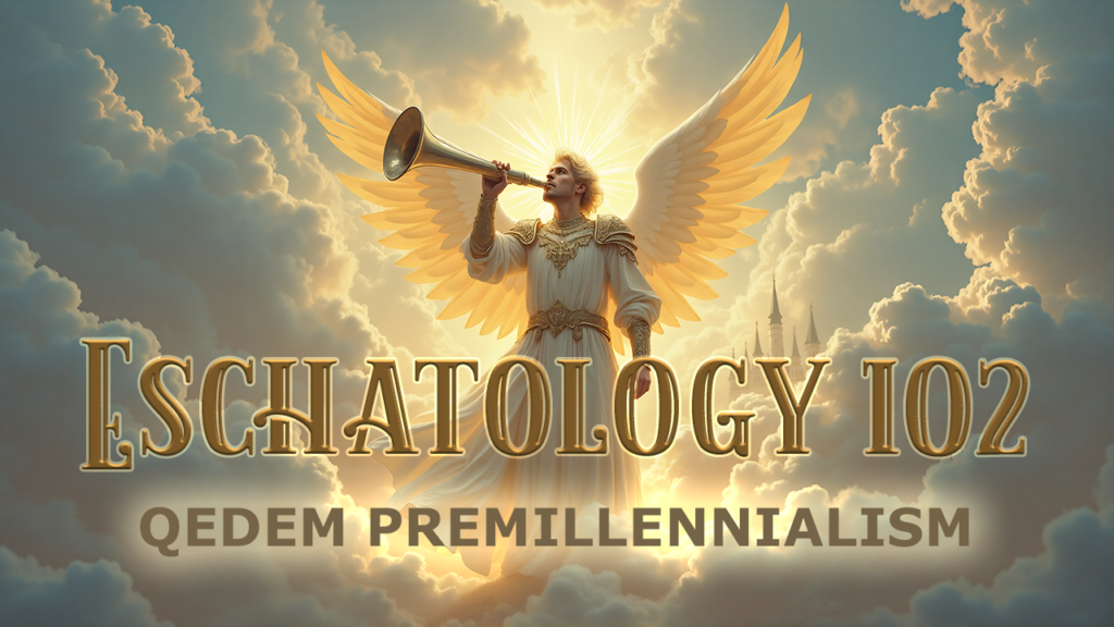 An angel in clouds blowing a trumpet